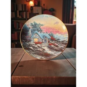 Thomas Kinkade Seaside Cottage Enchanted Cottages Collectors Plate 8”